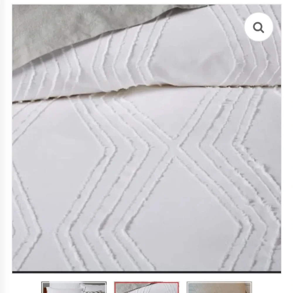 West Elm White Textured Geometric Duvet Cover